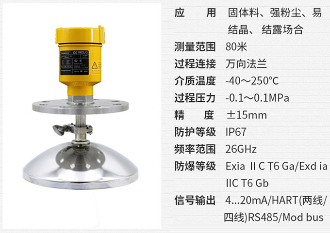 喇叭口雷達(dá)物位計RD707技術(shù)參數(shù)表圖